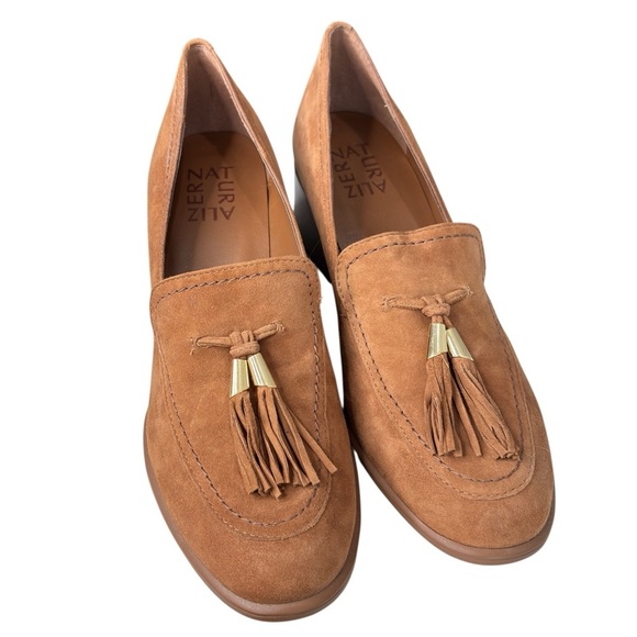 Naturalizer Heels Womens Sz 8 M Trixie Loafers Pumps Tassel Brown Suede Leather - Picture 3 of 11